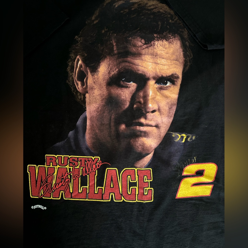 Vintage Rusty Wallace Racing T Shirt Nutmeg Mills 90s NASCAR Black #2 Men’s L - Picture 9 of 10